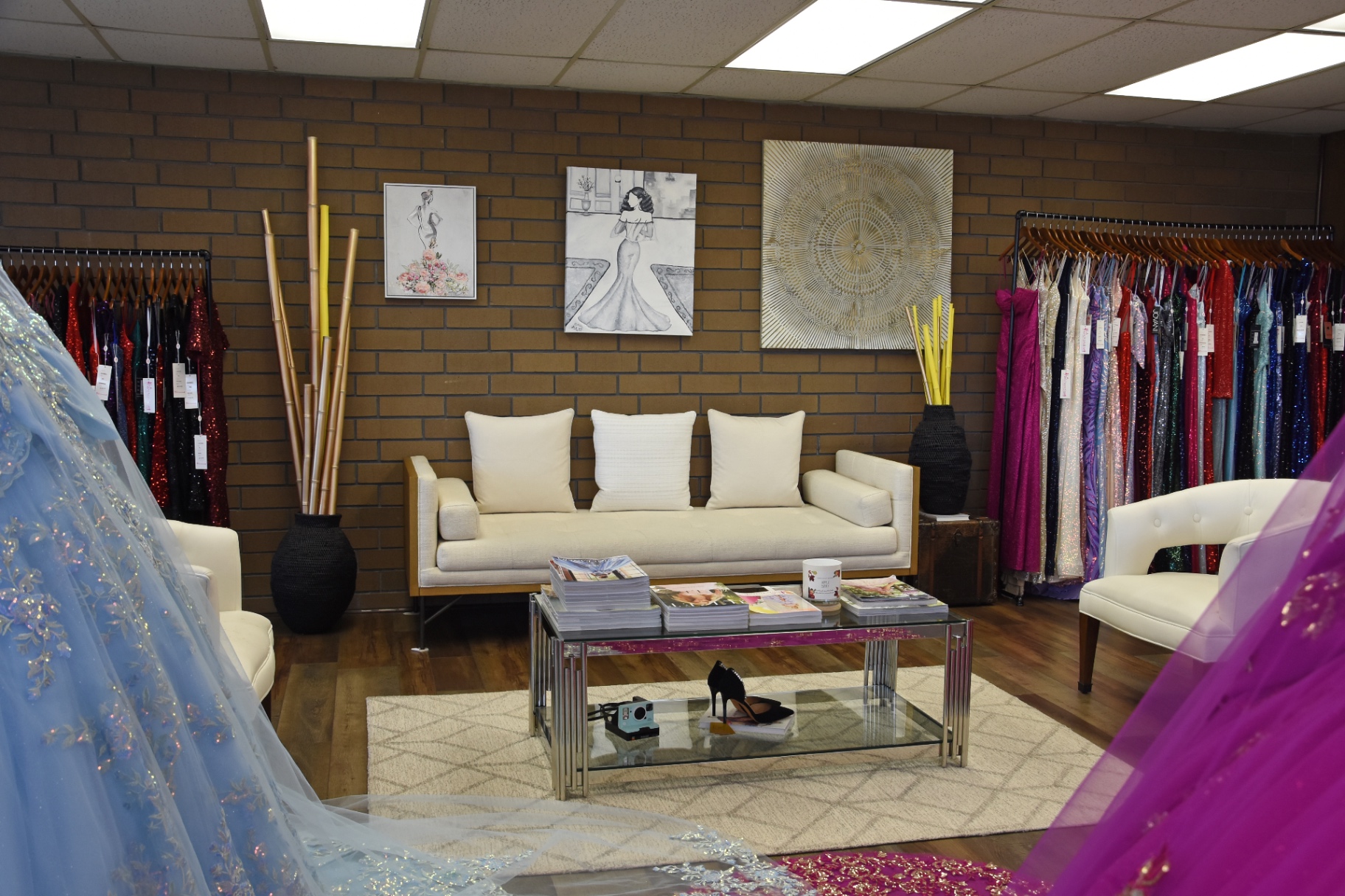 Interior of the RAVAA Gowns boutique